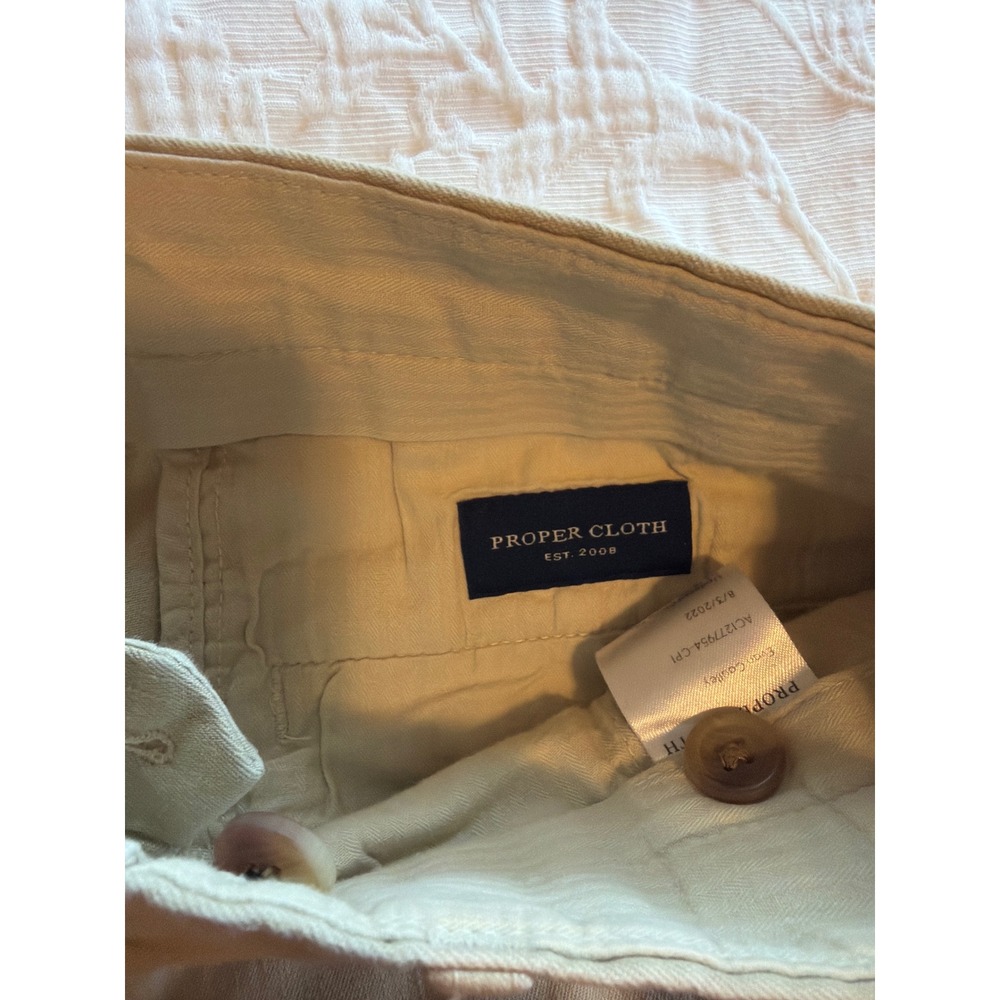 Proper Cloth Beige Stretch Linen Blend Chino Pants Tessuti di Sondrio 31.5x29.5 - Picture 5 of 7